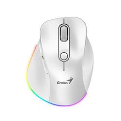 MOUSE GENIUS BT MINI ERGO 9000S PRO RGB PLATEADO Y BLANCO