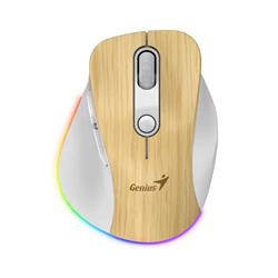 MOUSE GENIUS BT MINI ERGO 9000S PRO RGB MADERA Y BLANCO